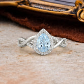 Dazzling 3 - Prong Pear-Cut Aquamarine Engagement Ring